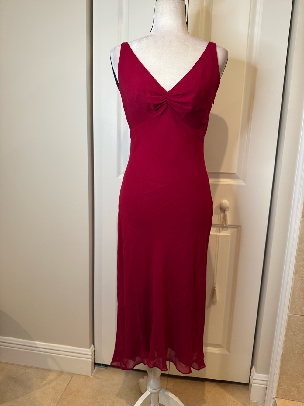 Vintage Maggie London Red Silk Y2K Style Slip Dress